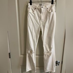 Abercrombie ankle straight high rise white jeans